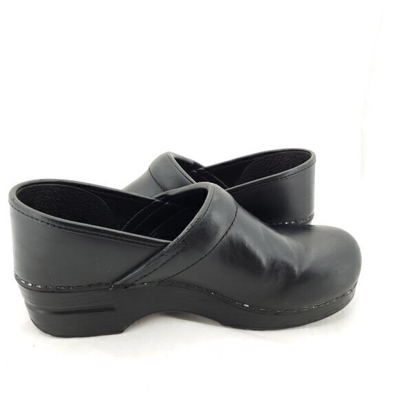 Dansko Black Leather Slip-On Clogs 40/9.5-10 US Black - Picture 9 of 12